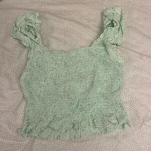 South Moon Under Green Ruffle Tank